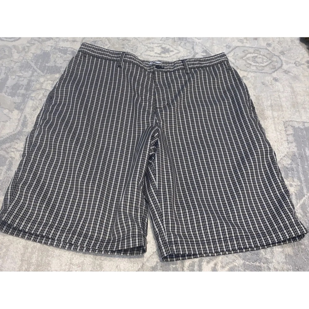 Adidas Golf Shorts Mens Size 34 Brown Black Plaid Flat Front‎ Stretch